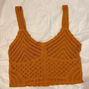 Sans Souci Crochet Knit Crop Top in Orange
